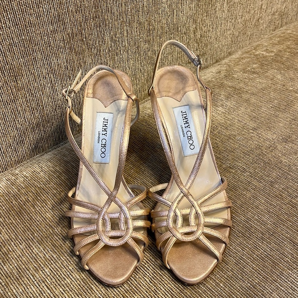 Jimmy Choo pearlized pinky/ peachy sandals